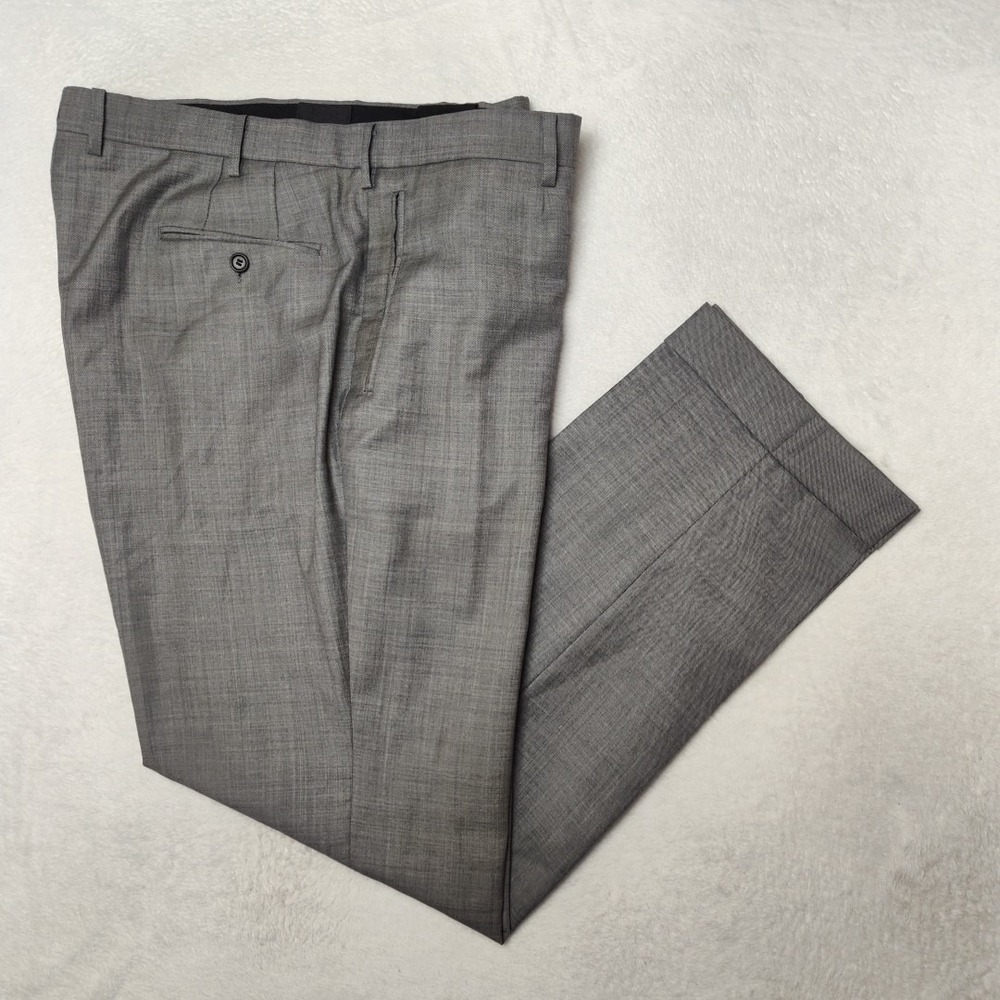 Vitale Barberis Canonico Perennial Pants Mens 38x32 Gray Pleated Super 110 Wool